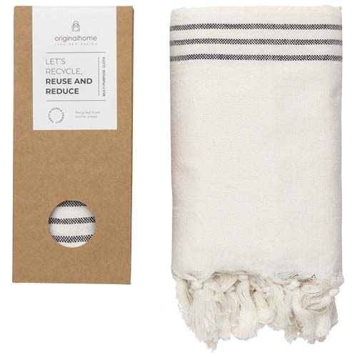 Fouta personnalisée en textile recyclé Originalhome Blanc cassé
